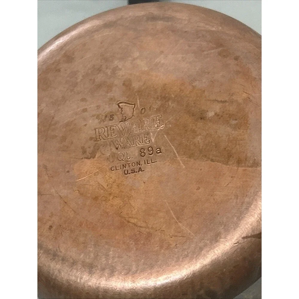 Vintage Revere Ware 1 Quart Stainless Steel Saucepan Copper Clad Bottom and Lid